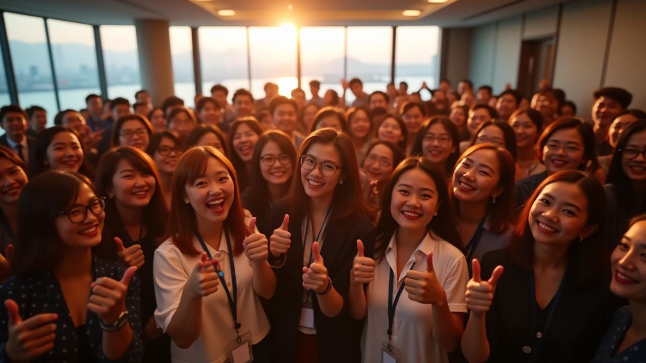 네트워킹 이벤트 참가자들이 함께 기념촬영하는 모습